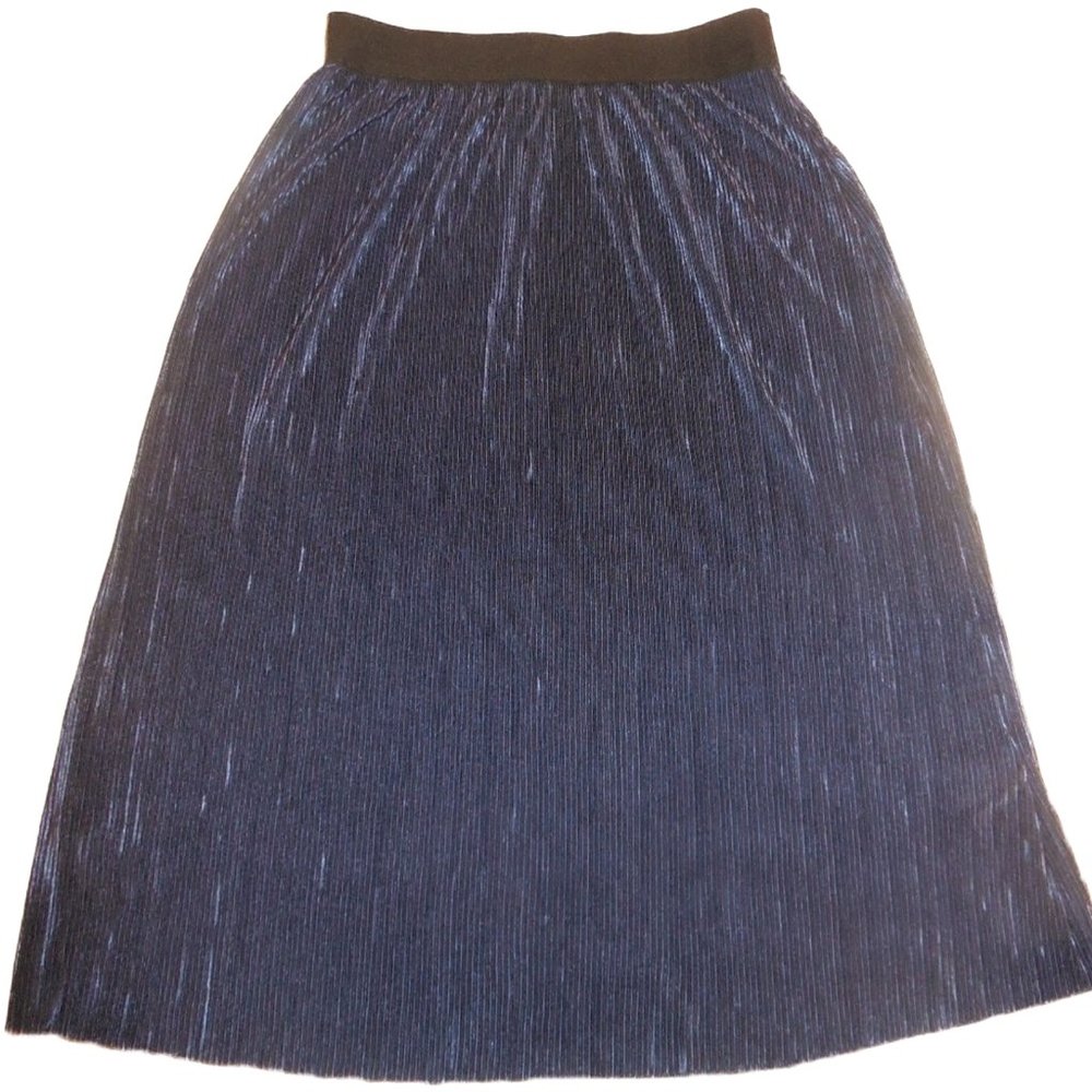 Skirt Plisse NEW Blue basic straight below knee lightweight summer